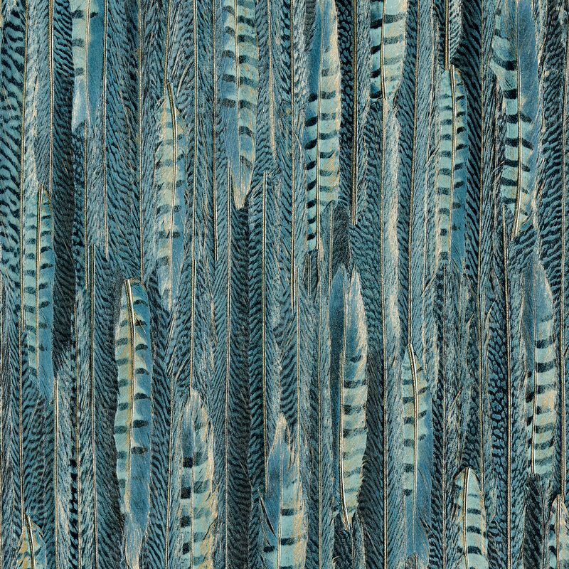 Papier peint intissé MAYALA coloris bleu paon
