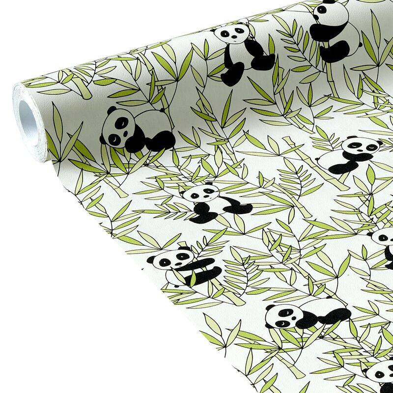 Papier peint intissé PANDI PANDA coloris vert bambou