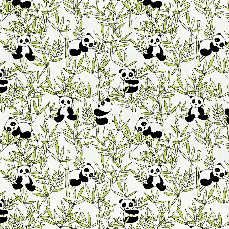 Papier peint intissé PANDI PANDA coloris vert bambou