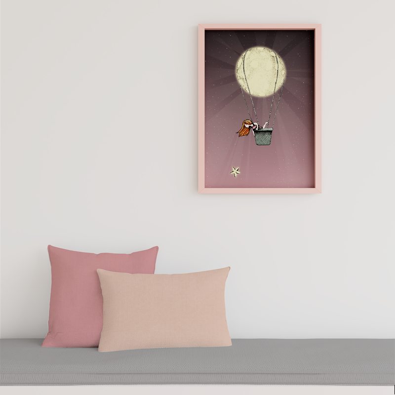 Image encadrée LA PETITE FILLE LA HAUT 30 x 40 cm