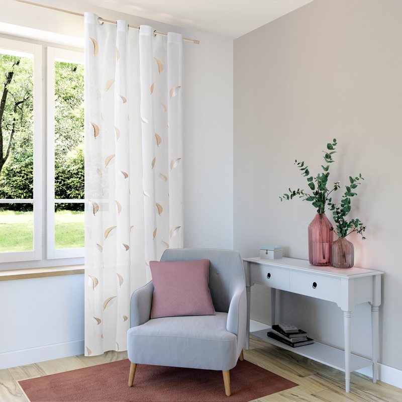 Voilage FLORINE coloris blanc 140 x 260 cm
