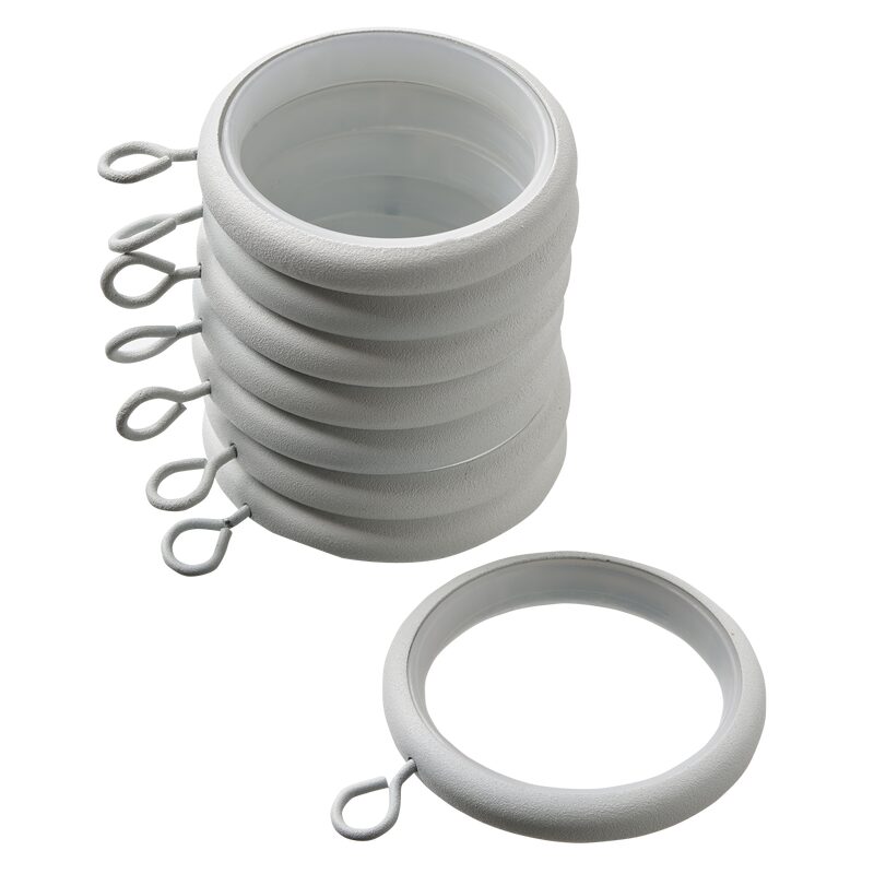 Anneaux VELOURS coloris blanc grainé diamètre barre 2,8 cm