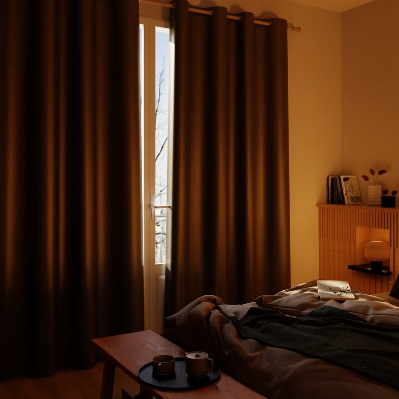 Rideau 100% occultant MANN coloris kaki 140 x 260 cm