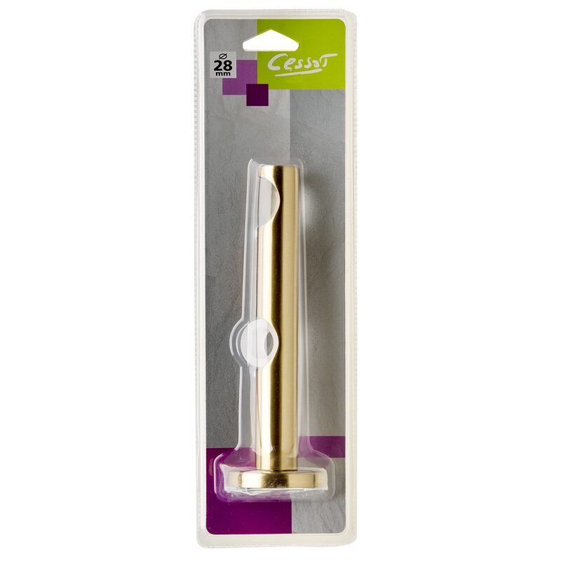 Support barre à rideau TROMPETTE coloris laiton mat diamètre barre 2,8 cm longueur extensible de 8,5 à 16,5 cm