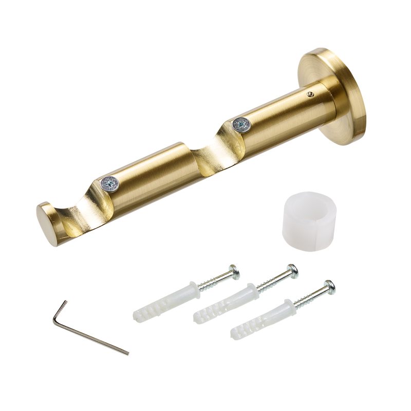 Support barre à rideau TROMPETTE coloris laiton mat diamètre barre 2,8 cm longueur extensible de 8,5 à 16,5 cm
