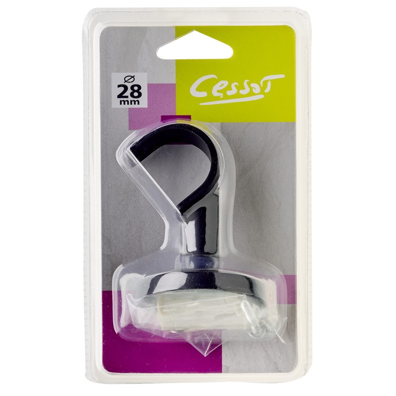 Support barre à rideau ZEN coloris noir mat diamètre barre 2,8 cm longueur 7 cm