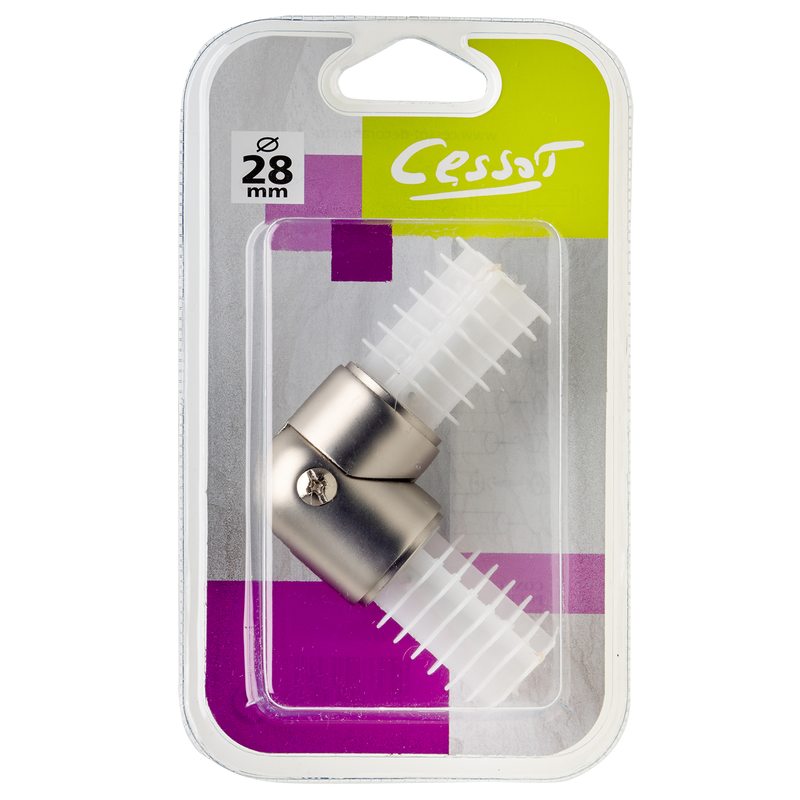 Raccord barre à rideau ZEN coloris nickel givré diamètre barre 2,8 cm
