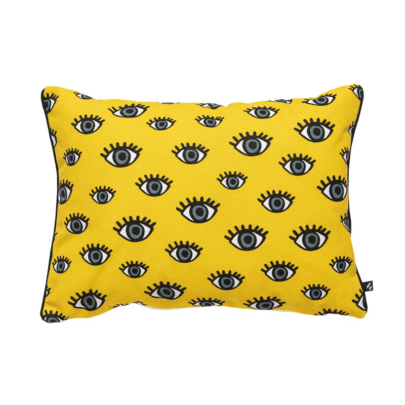 Coussin EYES coloris jaune curry 30 x 40 cm