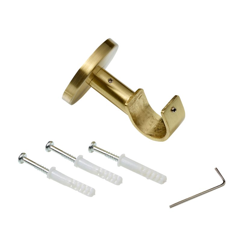 Support barre à rideau TROMPETTE coloris laiton mat diamètre barre 2,8 cm longueur 6 cm