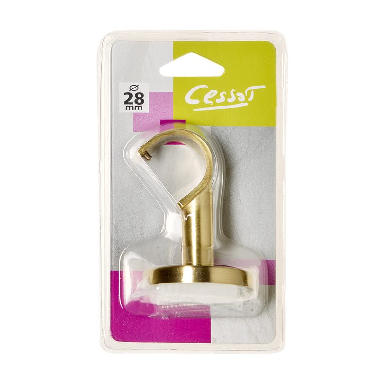 Support barre à rideau TROMPETTE coloris laiton mat diamètre barre 2,8 cm longueur 6 cm