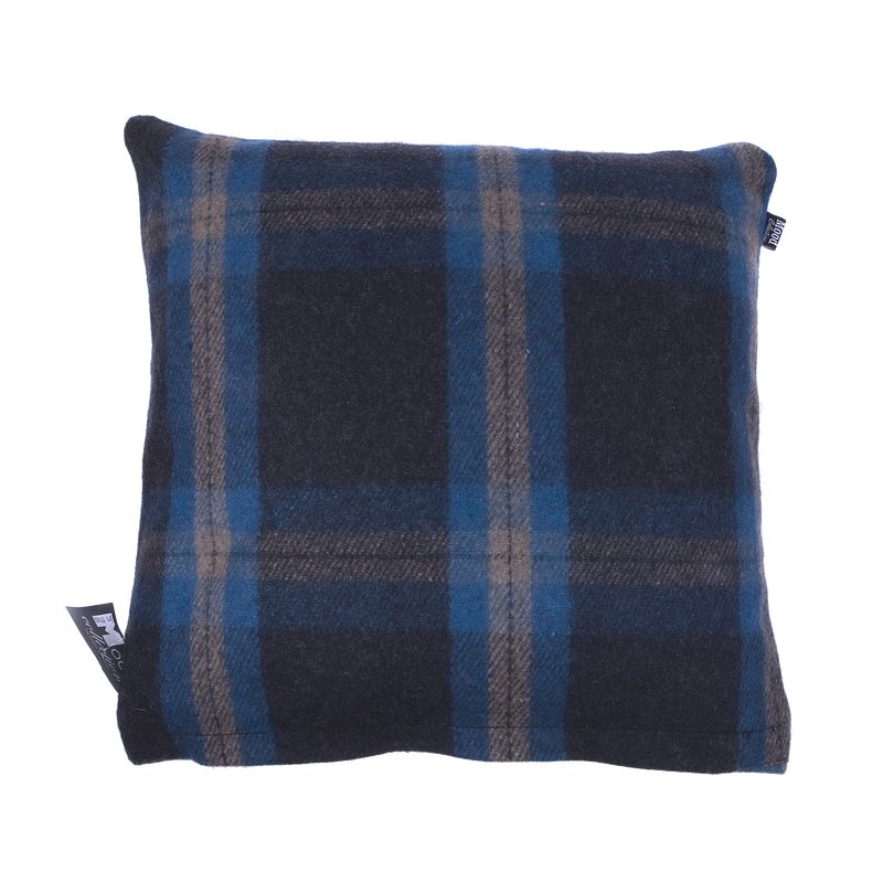 Coussin DUNDEE coloris bleu, marron,denim 45 x 45 cm