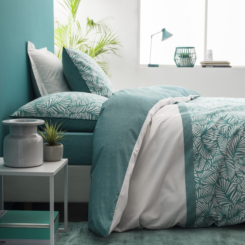 Parure de lit en toile de coton OASIS coloris blanc 240 x 220 cm