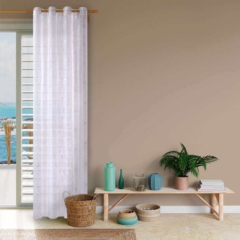 Voilage VEGETAL coloris blanc 140 x 240 cm