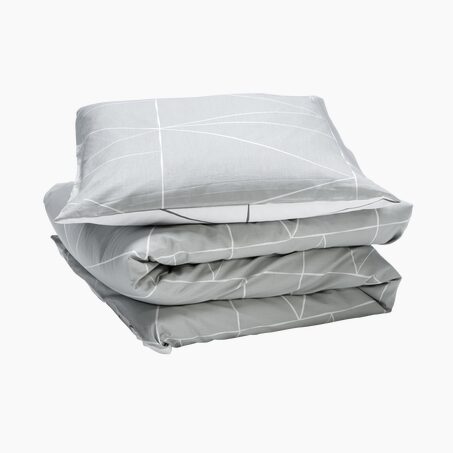 Parure de lit en toile de coton LOZI gris perle 260 x 240 cm