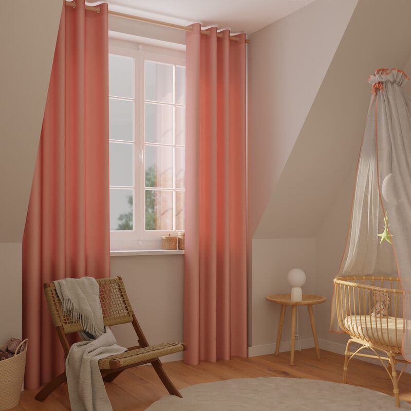 Rideau COTOON coloris rose blush 140 x 240 cm