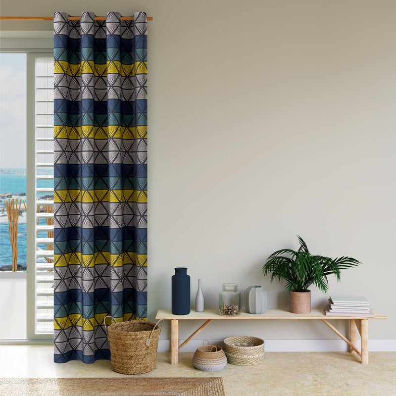 Rideau GABIN coloris ocre/bleu 135 x 270 cm