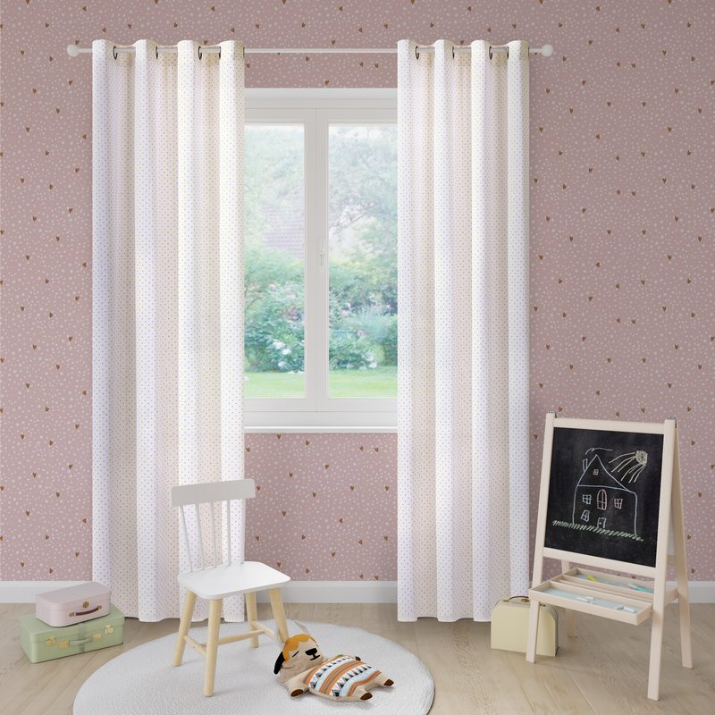 Voilage MILLE POIS coloris jaune 150 x 240 cm