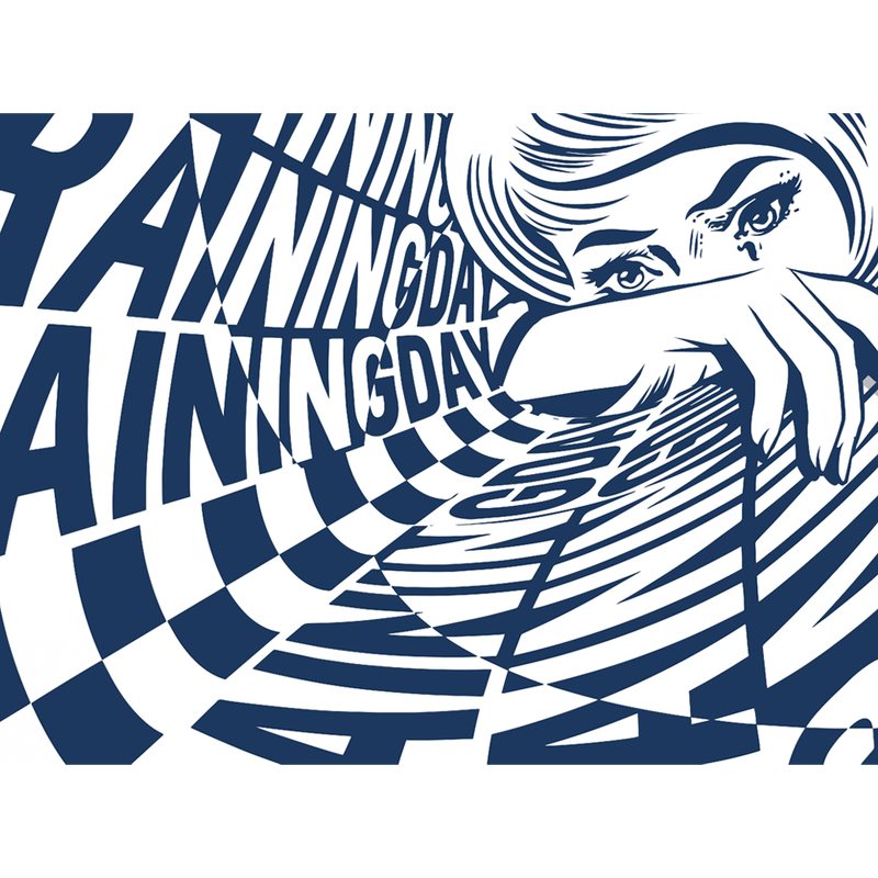 Papier peint panoramique XL RAINING DAY X NAIRONE 360 x 270 cm bleu jean