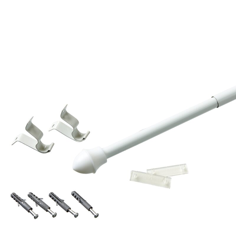 Kit barre à rideau vitrage VITRAGE CLASSIQUE coloris blanc diamètre barre 1,2 cm longueur extensible de 125,0 à 215 cm