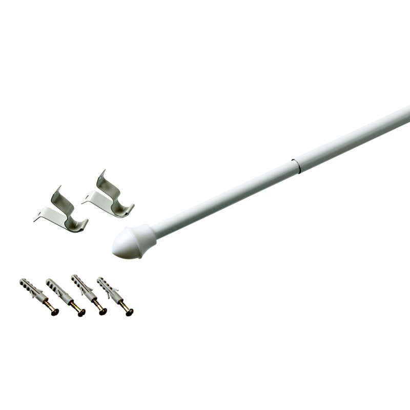 Kit barre à rideau vitrage VITRAGE CLASSIQUE coloris blanc diamètre barre 1,2 cm longueur extensible de 75,0 à 110 cm