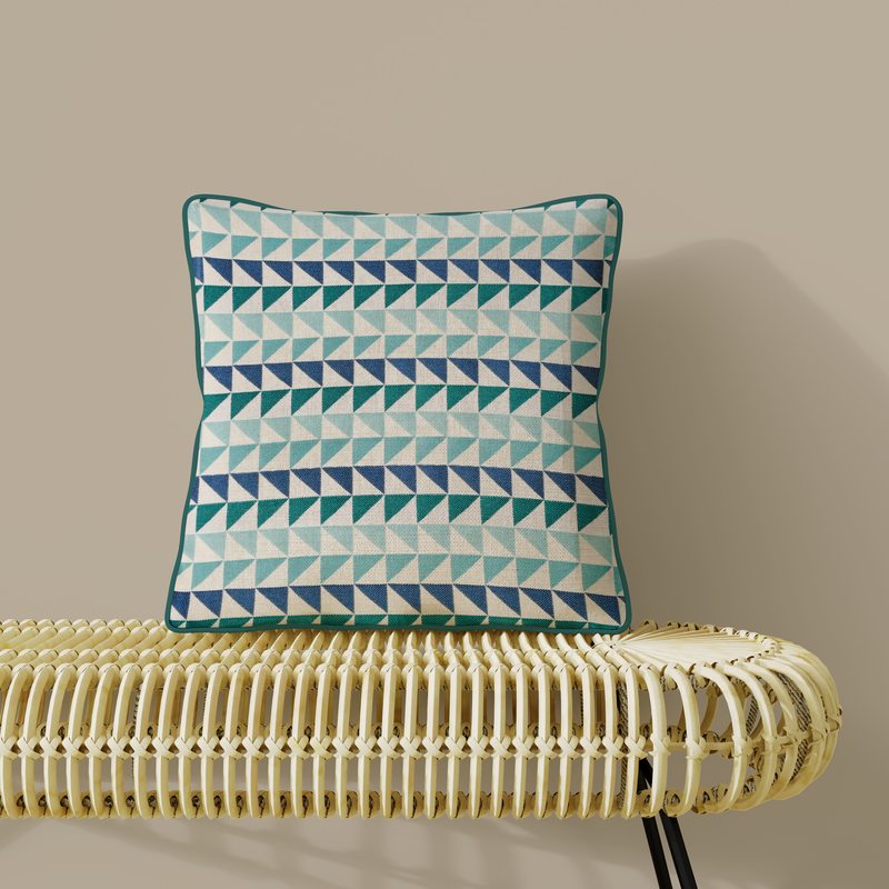 Housse de coussin AZTEC coloris bleu 40 x 40 cm