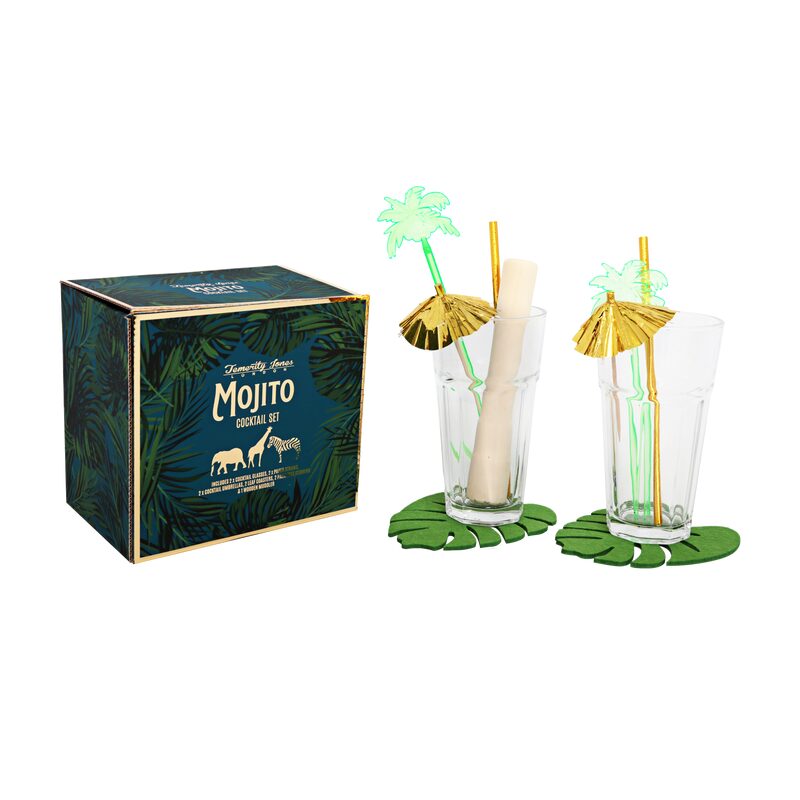 Set cocktail CURITIBA coloris transparent, jaune et vert