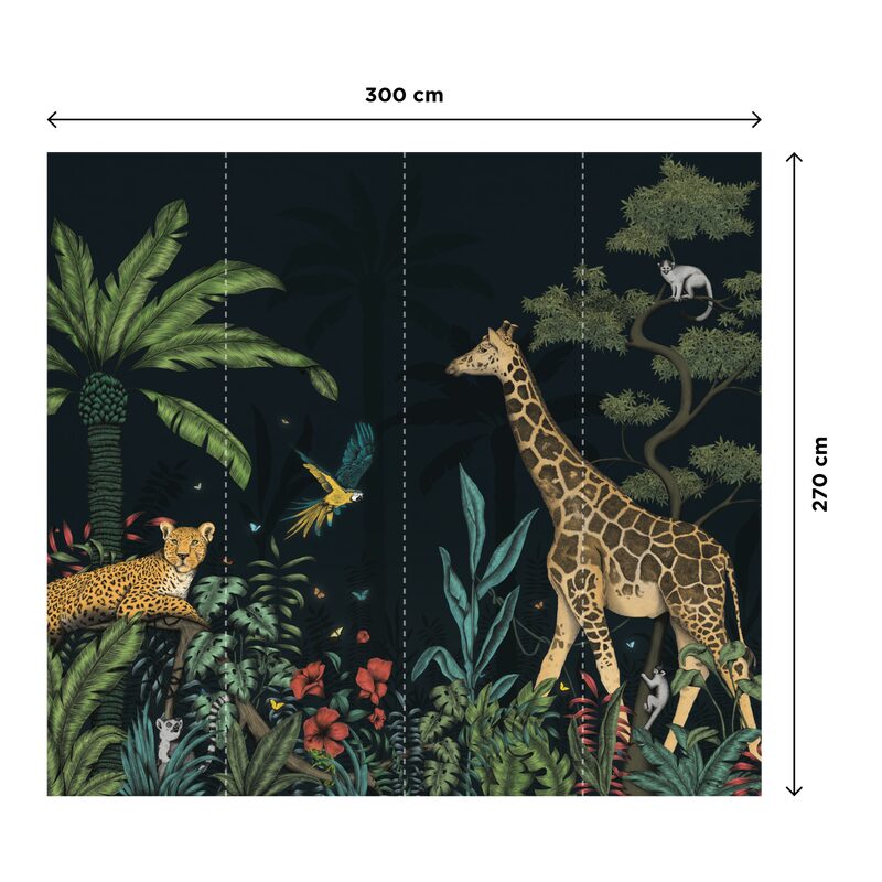 Papier peint panoramique XL NIGHT COLOR JUNGLE 300 x 270 cm