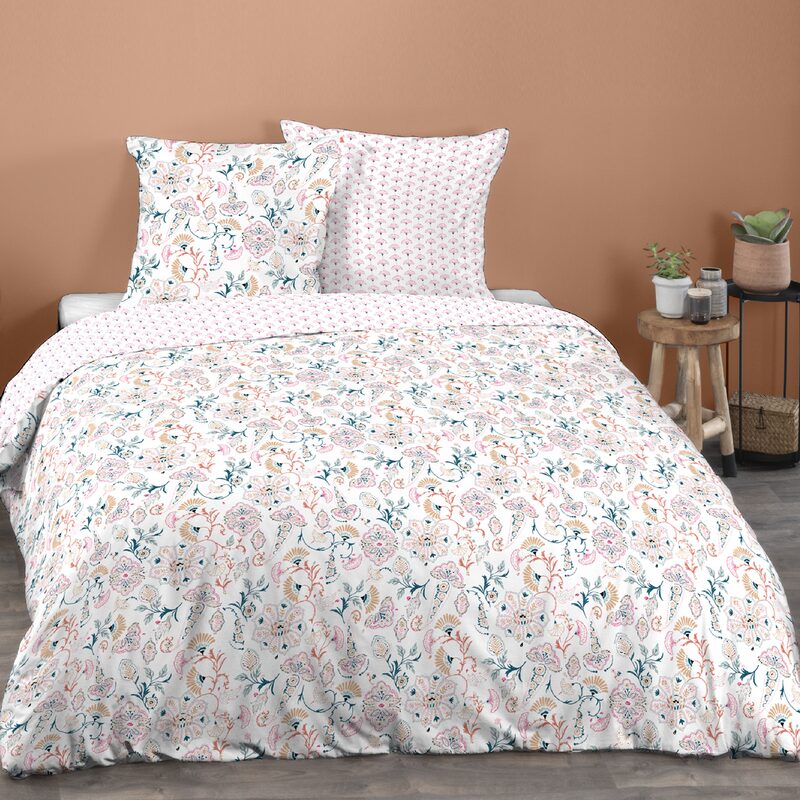 Parure de lit en toile de coton BELIZE coloris blanc 260 x 240 cm
