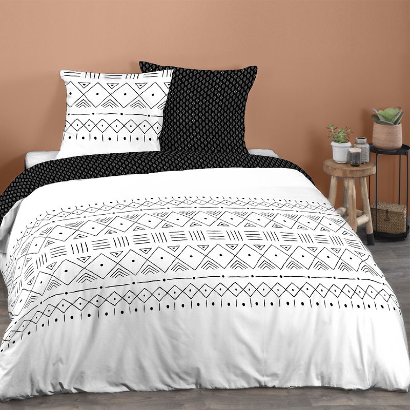 Parure de lit en coton bio MOHWAK coloris blanc 240 x 220 cm