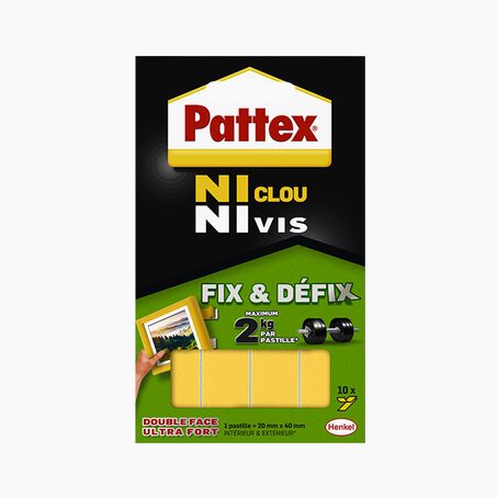 Pattex Pastilles adhésives DOUBLE FACE FIX & DEFIX 2 KG