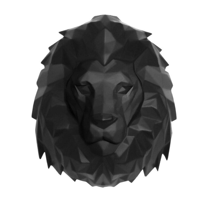 Trophée mural origami ORIGAMI LION coloris mat noir