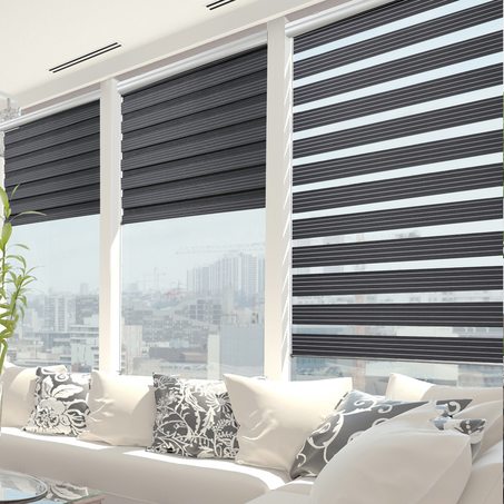 Store jour/nuit SOLSTICE coloris noir/blanc 180 x 250 cm