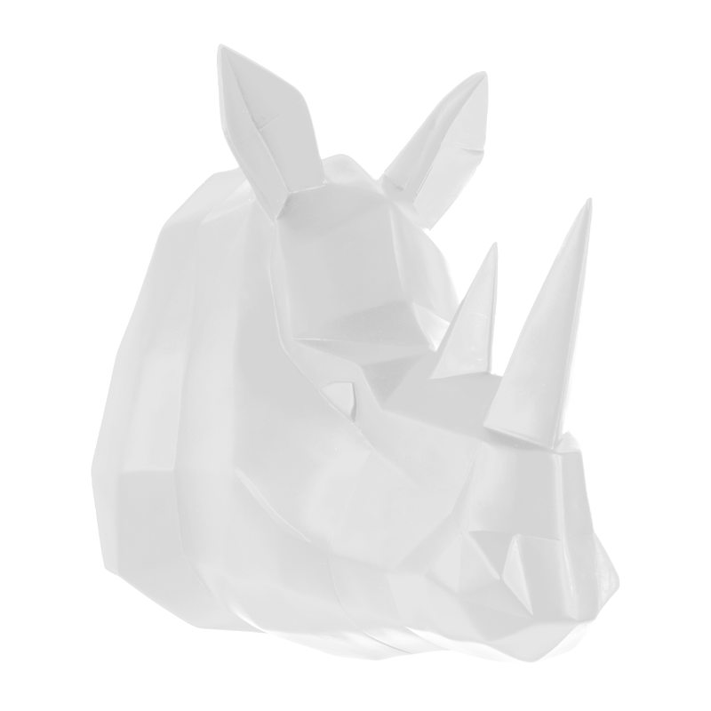 Trophée mural origami ORIGAMI RHINO coloris mat blanc