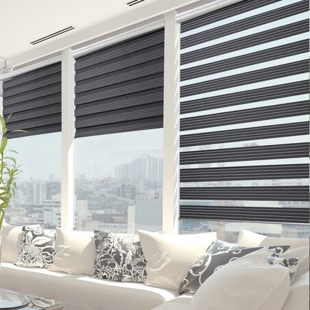 Store jour/nuit SOLSTICE coloris noir/blanc 150 x 250 cm