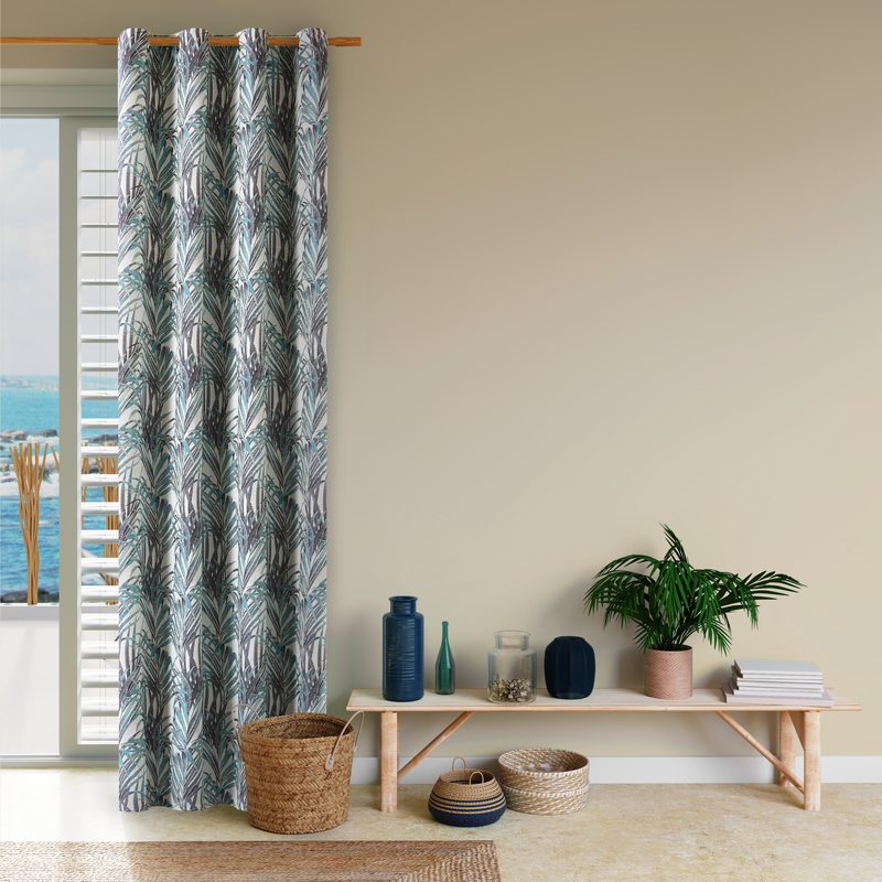 Rideau TROPICO coloris bleu nattier 135 x 250 cm