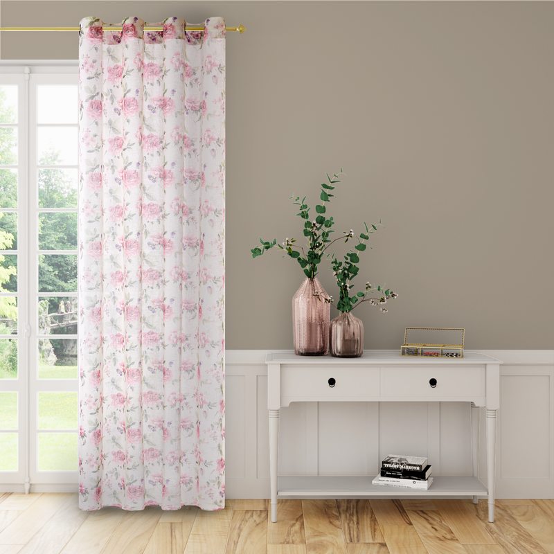 Voilage Lin DIANE coloris rose poudré 150 x 240 cm