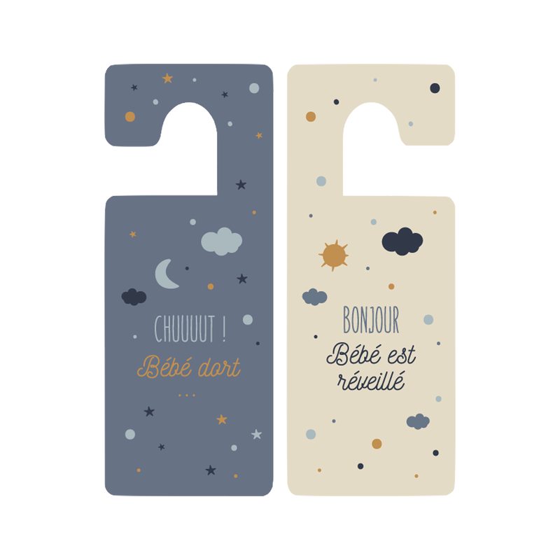 Déco de porte NATHANAEL coloris Bleu et beige