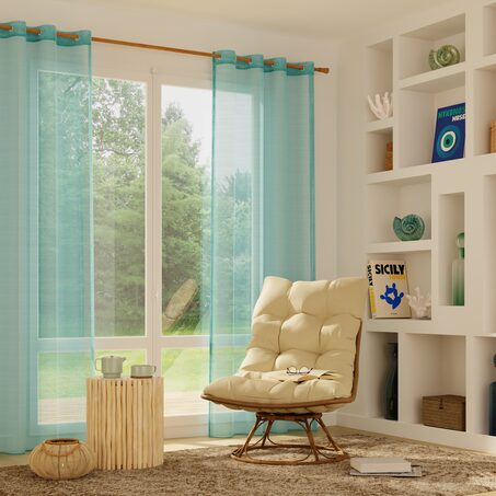 Voilage CANOAS coloris bleu aqua 140 x 260 cm