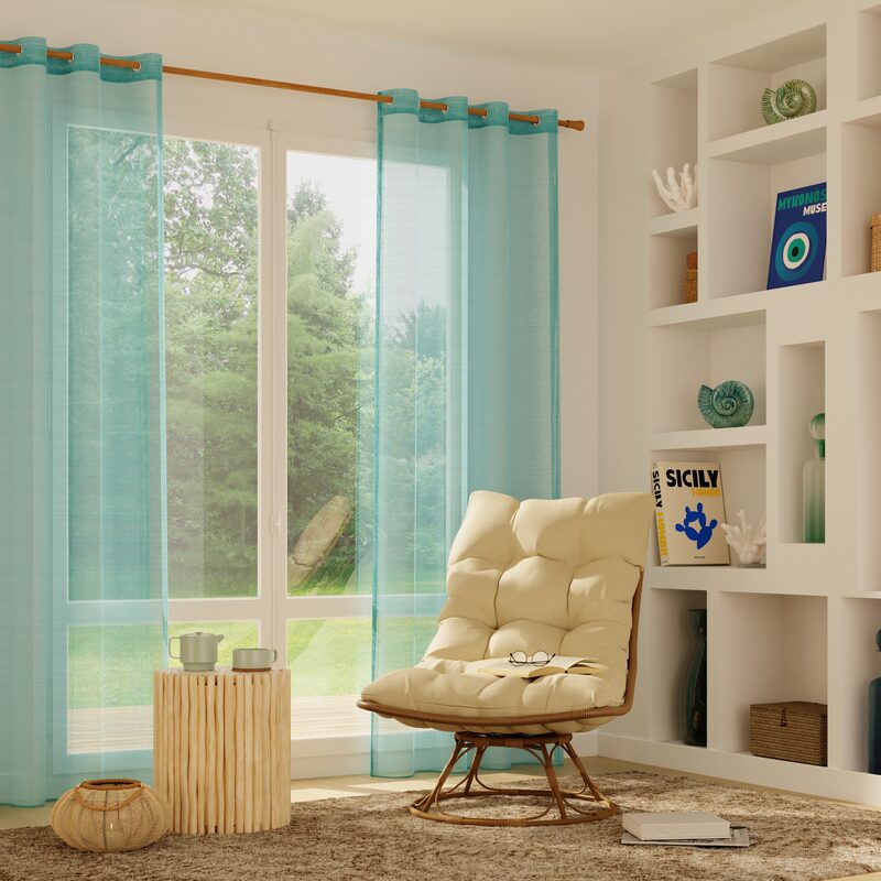 Voilage CANOAS coloris bleu aqua 140 x 260 cm