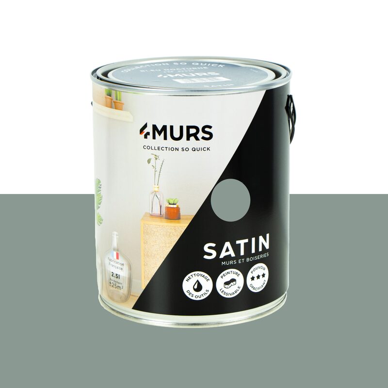 Peinture SO QUICK Acrylique vert smoke Satiné 2,5 L