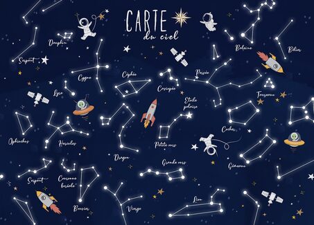 4MURS Toile lumineuse LED CARTE DU CIEL 70 x 50 cm