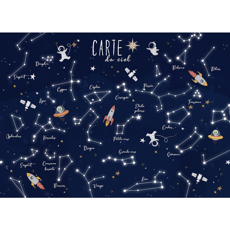 Toile lumineuse LED CARTE DU CIEL 70 x 50 cm