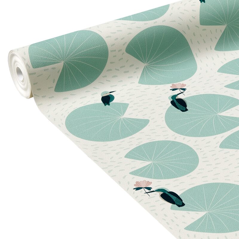 Papier peint intissé AKIRA coloris bleu aqua