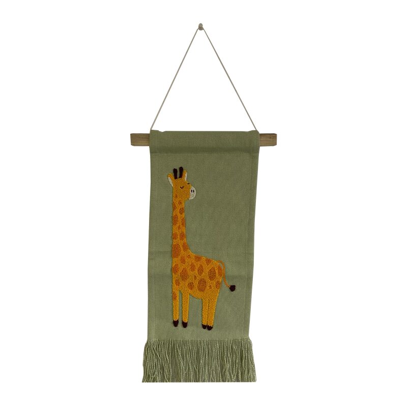 Kakémono déco GIRAFE coloris nuances de jaune et beige