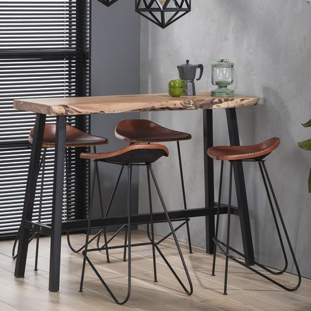 Tabouret de plan de travail DAVIS coloris cuir