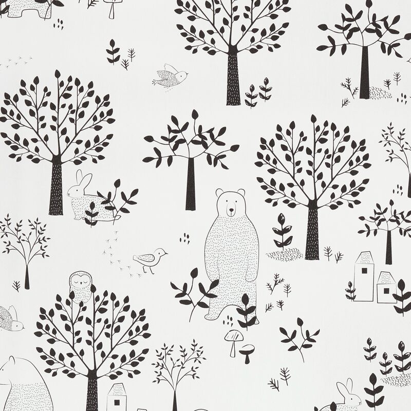Papier peint intissé BEARS & TREES coloris blanc