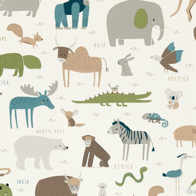 Papier peint intissé ANIMALS ON THE PLANET X E. RIVASSOUX coloris multicolore