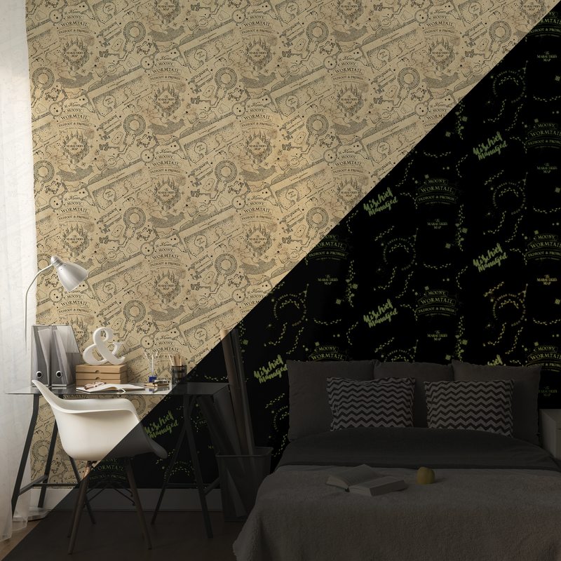 Papier peint HARRY POTTER LA CARTE DU MARAUDEUR coloris sable