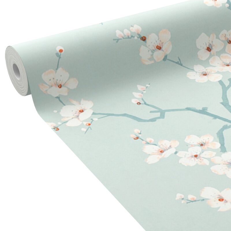 Papier peint intissé HANAMI coloris bleu aqua