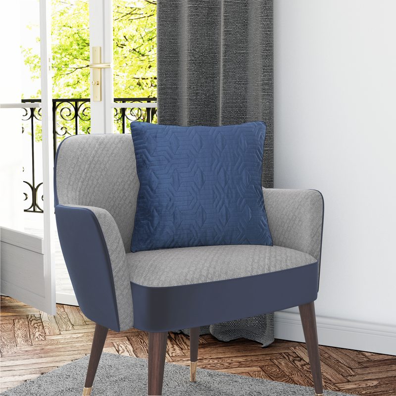 Coussin YOAN coloris bleu prusse 45 x 45 cm